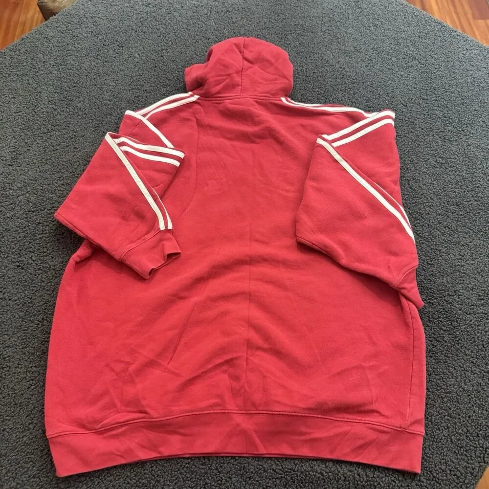 Vintage Indiana University Adidas Hoodie Mens XL Red White Stripes Center Logo